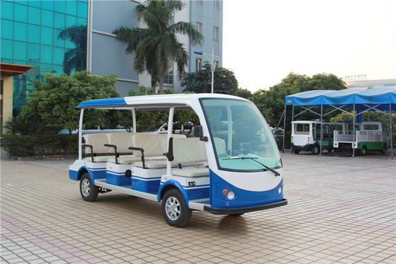 经典11座电动观光车 LQY111B 蓝白色-座椅左右推开式放电池