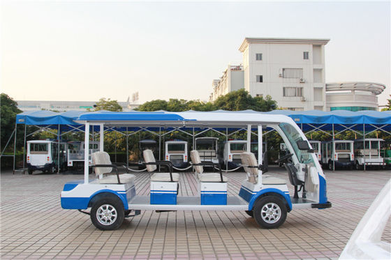 经典11座电动观光车 LQY111B 蓝白色-座椅左右推开式放电池