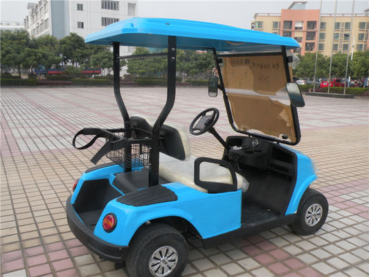 两座电动高尔夫球车 LQG022 兰色颜色带舒适的皮座椅