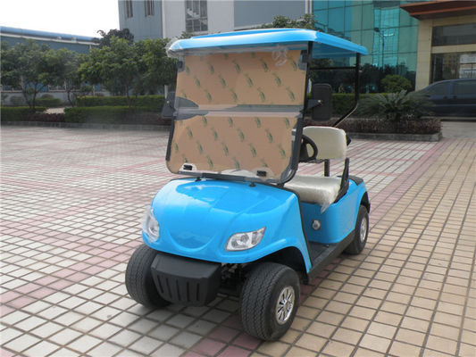 两座电动高尔夫球车 LQG022 兰色颜色带舒适的皮座椅