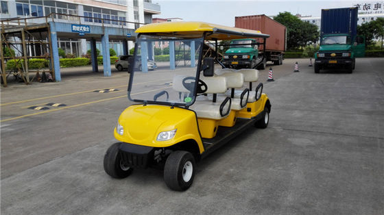六座电动高尔夫球车 LQY065 黄色 颜色带顶棚